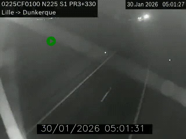 <h2>Webcam autoroute A25 (N225) à hauteur de Bergues (Bierne). Vue orientée vers Dunkerque.</h2>