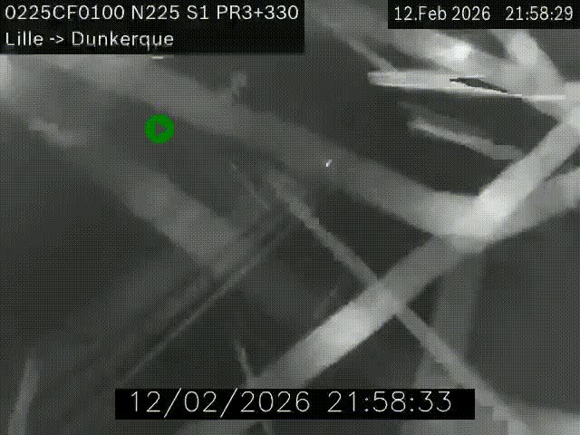 <h2>Webcam autoroute A25 (N225) à hauteur de Bergues (Bierne). Vue orientée vers Dunkerque.</h2>