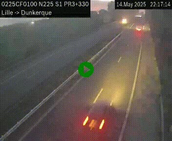 <h2>Webcam autoroute A25 (N225) à hauteur de Bergues (Bierne). Vue orientée vers Dunkerque.</h2>
