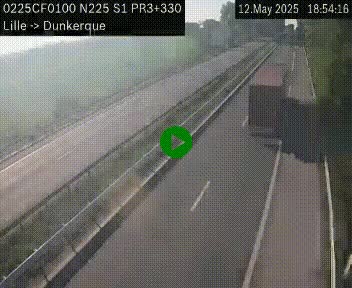 <h2>Webcam autoroute A25 (N225) à hauteur de Bergues (Bierne). Vue orientée vers Dunkerque.</h2>