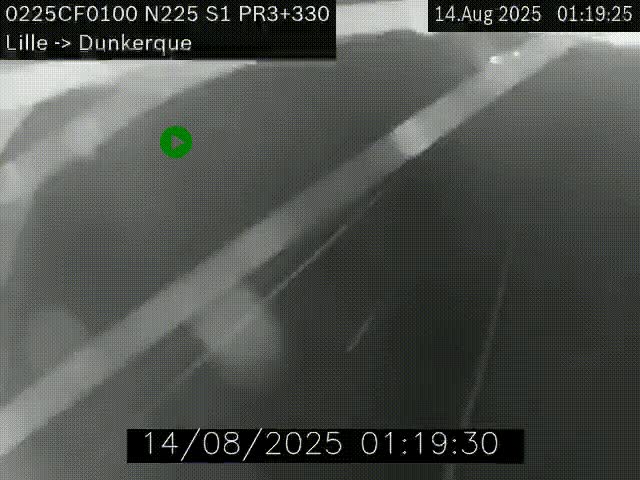 <h2>Webcam autoroute A25 (N225) à hauteur de Bergues (Bierne). Vue orientée vers Dunkerque.</h2>