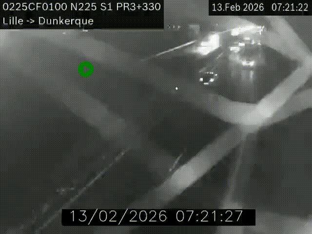 <h2>Webcam autoroute A25 (N225) à hauteur de Bergues (Bierne). Vue orientée vers Dunkerque.</h2>