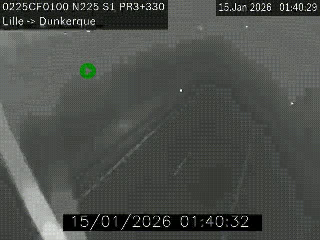 <h2>Webcam autoroute A25 (N225) à hauteur de Bergues (Bierne). Vue orientée vers Dunkerque.</h2>