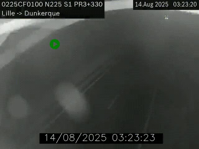 <h2>Webcam autoroute A25 (N225) à hauteur de Bergues (Bierne). Vue orientée vers Dunkerque.</h2>