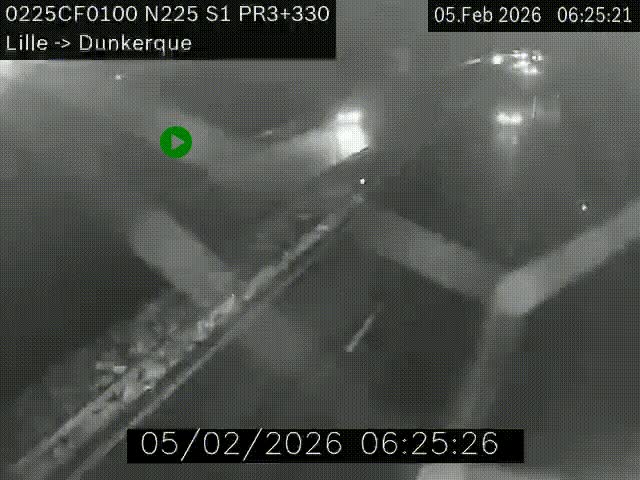 <h2>Webcam autoroute A25 (N225) à hauteur de Bergues (Bierne). Vue orientée vers Dunkerque.</h2>