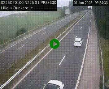 Webcam autoroute A25 (N225) à hauteur de Bergues (Bierne). Vue orientée vers Dunkerque.