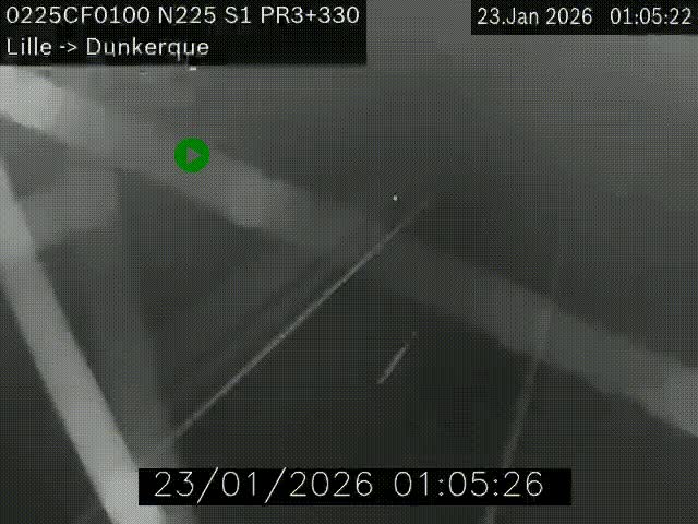 <h2>Webcam autoroute A25 (N225) à hauteur de Bergues (Bierne). Vue orientée vers Dunkerque.</h2>