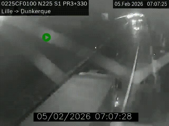 <h2>Webcam autoroute A25 (N225) à hauteur de Bergues (Bierne). Vue orientée vers Dunkerque.</h2>