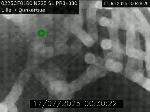 <h2>Webcam autoroute A25 (N225) à hauteur de Bergues (Bierne). Vue orientée vers Dunkerque.</h2>