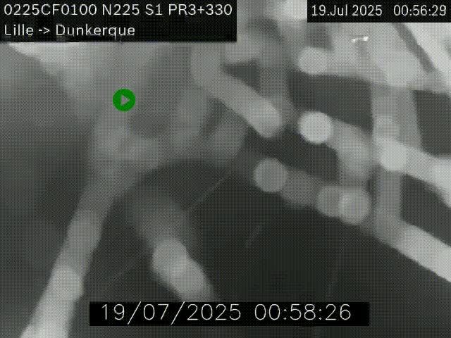<h2>Webcam autoroute A25 (N225) à hauteur de Bergues (Bierne). Vue orientée vers Dunkerque.</h2>