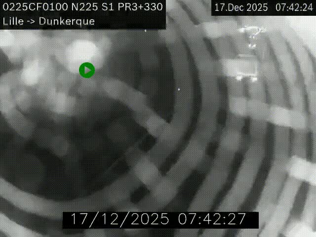 <h2>Webcam autoroute A25 (N225) à hauteur de Bergues (Bierne). Vue orientée vers Dunkerque.</h2>