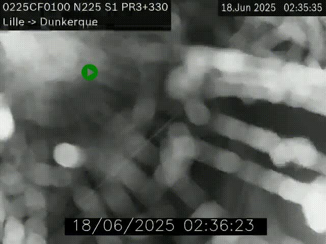 Webcam autoroute A25 (N225) à hauteur de Bergues (Bierne). Vue orientée vers Dunkerque.