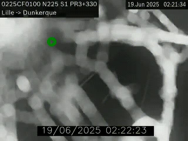 Webcam autoroute A25 (N225) à hauteur de Bergues (Bierne). Vue orientée vers Dunkerque.