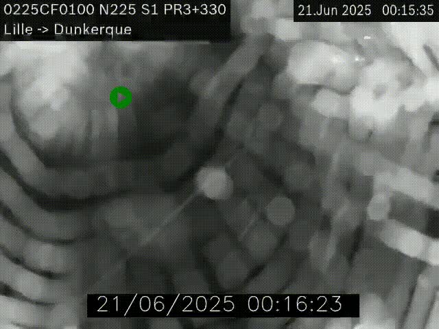 Webcam autoroute A25 (N225) à hauteur de Bergues (Bierne). Vue orientée vers Dunkerque.