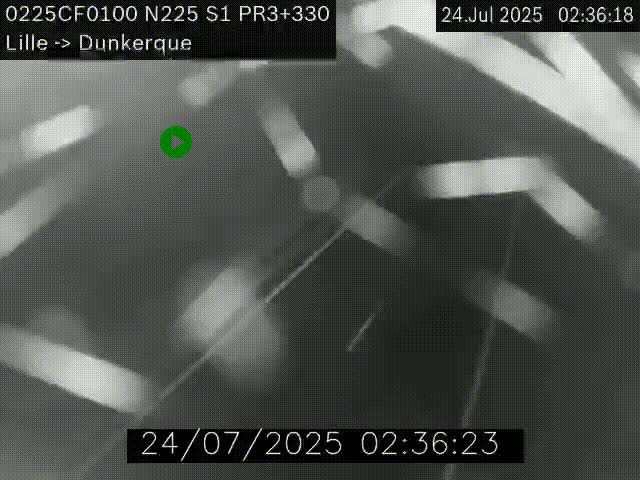 Webcam autoroute A25 (N225) à hauteur de Bergues (Bierne). Vue orientée vers Dunkerque.