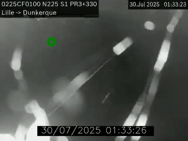 Webcam autoroute A25 (N225) à hauteur de Bergues (Bierne). Vue orientée vers Dunkerque.