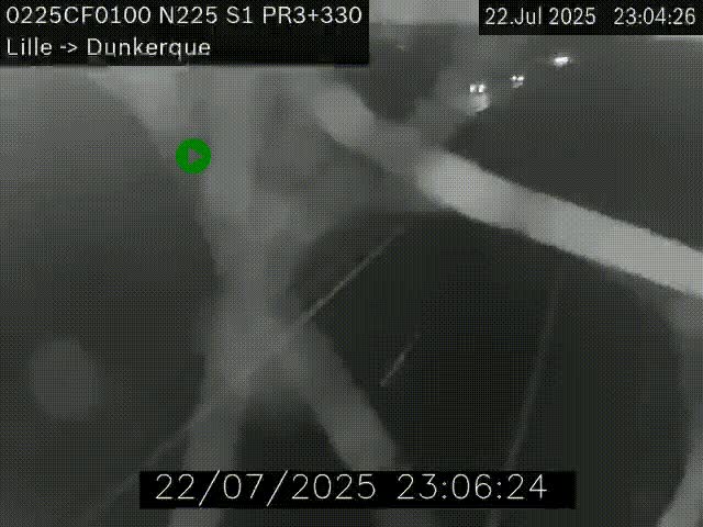 Webcam autoroute A25 (N225) à hauteur de Bergues (Bierne). Vue orientée vers Dunkerque.