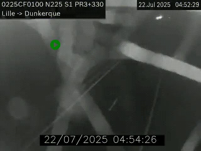Webcam autoroute A25 (N225) à hauteur de Bergues (Bierne). Vue orientée vers Dunkerque.