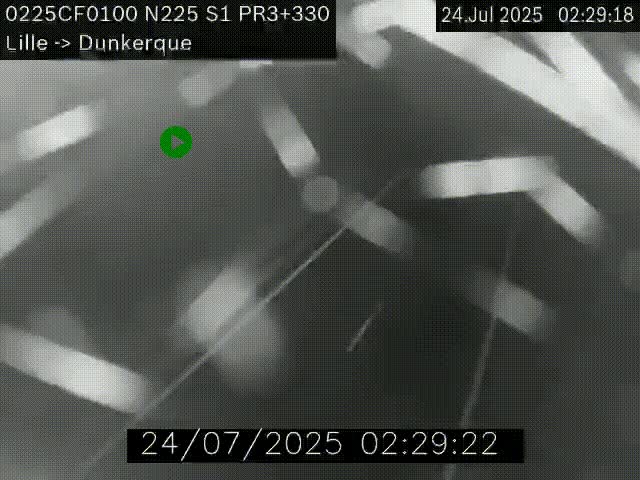Webcam autoroute A25 (N225) à hauteur de Bergues (Bierne). Vue orientée vers Dunkerque.