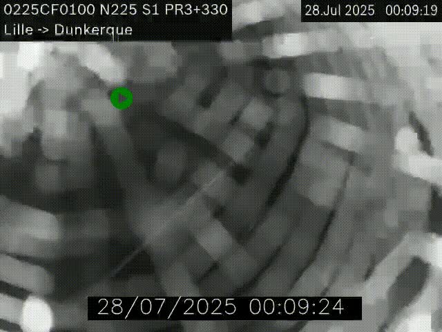 Webcam autoroute A25 (N225) à hauteur de Bergues (Bierne). Vue orientée vers Dunkerque.