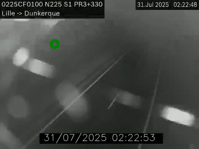 Webcam autoroute A25 (N225) à hauteur de Bergues (Bierne). Vue orientée vers Dunkerque.
