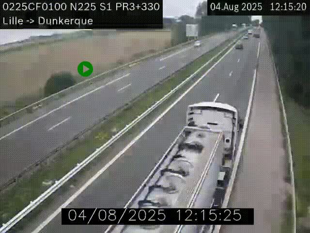 Webcam autoroute A25 (N225) à hauteur de Bergues (Bierne). Vue orientée vers Dunkerque.