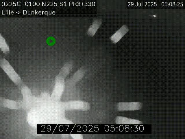 Webcam autoroute A25 (N225) à hauteur de Bergues (Bierne). Vue orientée vers Dunkerque.
