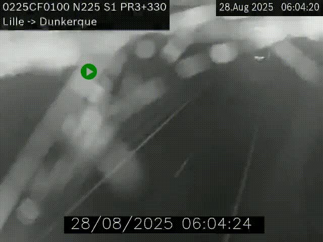 Webcam autoroute A25 (N225) à hauteur de Bergues (Bierne). Vue orientée vers Dunkerque.