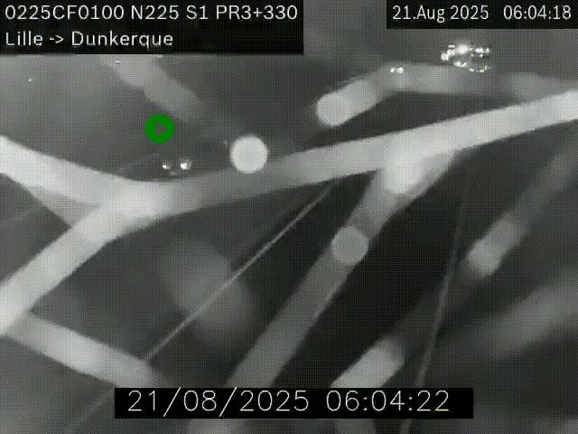 Webcam autoroute A25 (N225) à hauteur de Bergues (Bierne). Vue orientée vers Dunkerque.