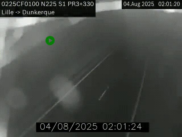 Webcam autoroute A25 (N225) à hauteur de Bergues (Bierne). Vue orientée vers Dunkerque.