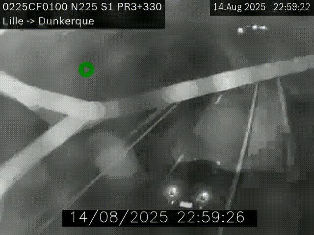 Webcam autoroute A25 (N225) à hauteur de Bergues (Bierne). Vue orientée vers Dunkerque.