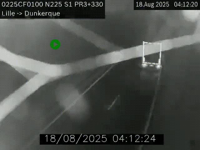 Webcam autoroute A25 (N225) à hauteur de Bergues (Bierne). Vue orientée vers Dunkerque.
