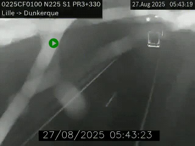 Webcam autoroute A25 (N225) à hauteur de Bergues (Bierne). Vue orientée vers Dunkerque.