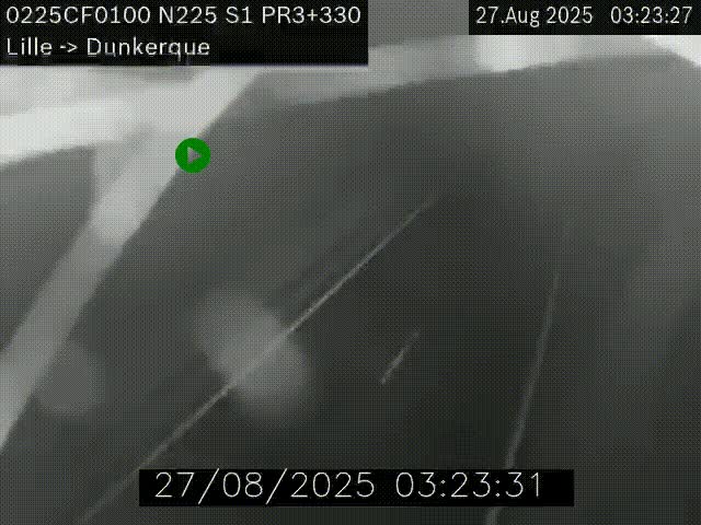 Webcam autoroute A25 (N225) à hauteur de Bergues (Bierne). Vue orientée vers Dunkerque.