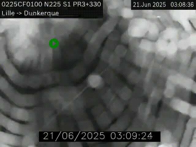 <h2>Webcam autoroute A25 (N225) à hauteur de Bergues (Bierne). Vue orientée vers Dunkerque.</h2>