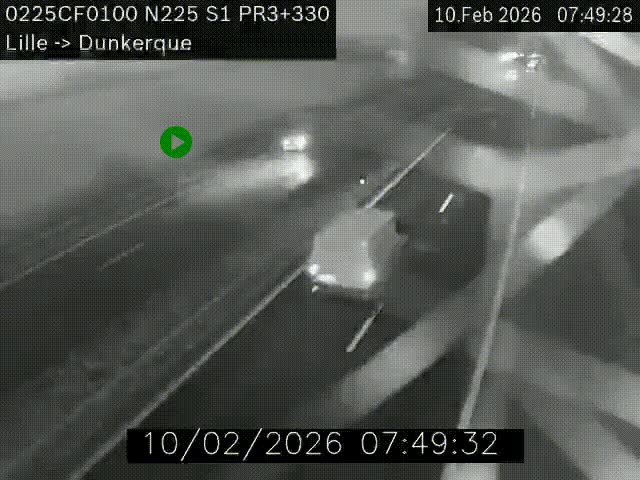 <h2>Webcam autoroute A25 (N225) à hauteur de Bergues (Bierne). Vue orientée vers Dunkerque.</h2>