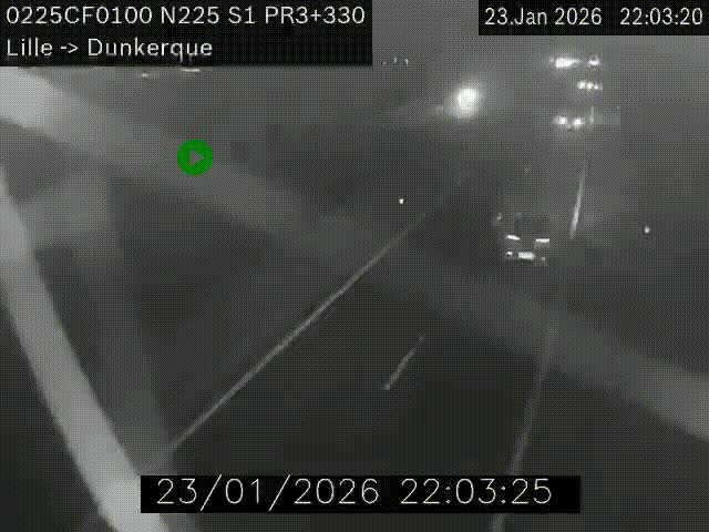 <h2>Webcam autoroute A25 (N225) à hauteur de Bergues (Bierne). Vue orientée vers Dunkerque.</h2>