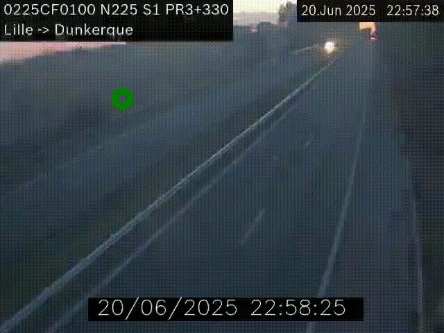 <h2>Webcam autoroute A25 (N225) à hauteur de Bergues (Bierne). Vue orientée vers Dunkerque.</h2>