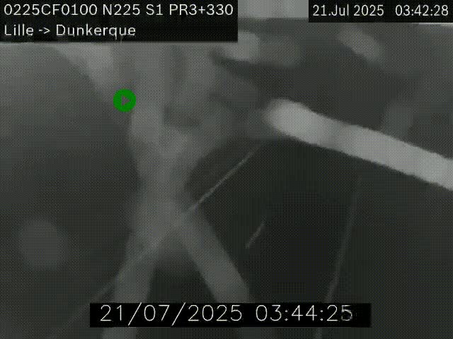 <h2>Webcam autoroute A25 (N225) à hauteur de Bergues (Bierne). Vue orientée vers Dunkerque.</h2>