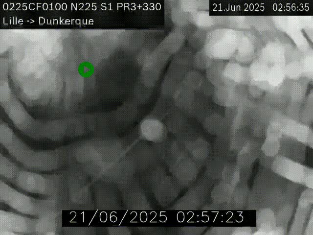 <h2>Webcam autoroute A25 (N225) à hauteur de Bergues (Bierne). Vue orientée vers Dunkerque.</h2>