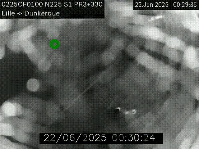 <h2>Webcam autoroute A25 (N225) à hauteur de Bergues (Bierne). Vue orientée vers Dunkerque.</h2>