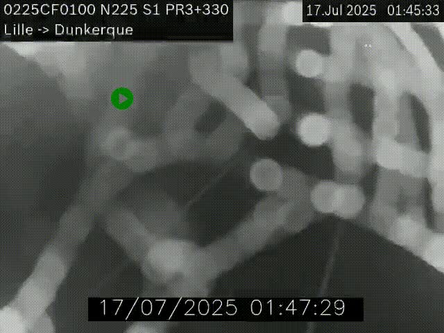 <h2>Webcam autoroute A25 (N225) à hauteur de Bergues (Bierne). Vue orientée vers Dunkerque.</h2>