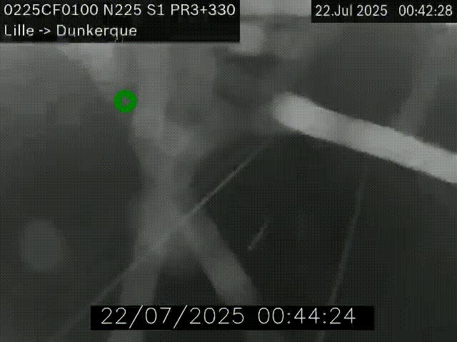 <h2>Webcam autoroute A25 (N225) à hauteur de Bergues (Bierne). Vue orientée vers Dunkerque.</h2>