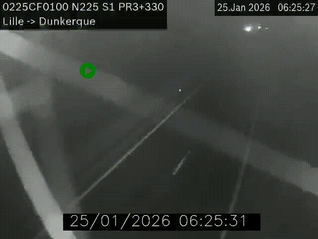 <h2>Webcam autoroute A25 (N225) à hauteur de Bergues (Bierne). Vue orientée vers Dunkerque.</h2>