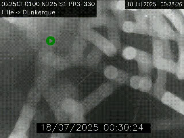 <h2>Webcam autoroute A25 (N225) à hauteur de Bergues (Bierne). Vue orientée vers Dunkerque.</h2>