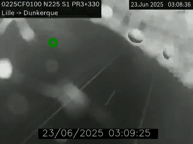 <h2>Webcam autoroute A25 (N225) à hauteur de Bergues (Bierne). Vue orientée vers Dunkerque.</h2>