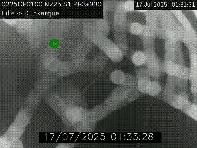 <h2>Webcam autoroute A25 (N225) à hauteur de Bergues (Bierne). Vue orientée vers Dunkerque.</h2>