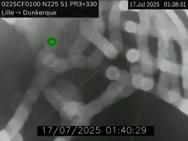 <h2>Webcam autoroute A25 (N225) à hauteur de Bergues (Bierne). Vue orientée vers Dunkerque.</h2>