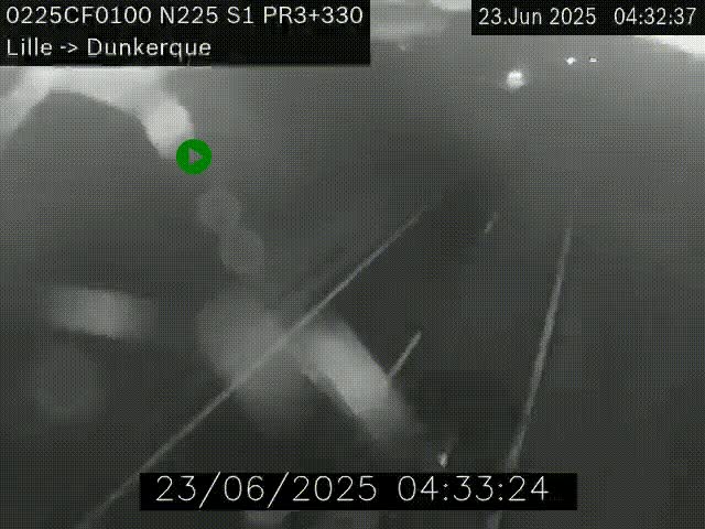 <h2>Webcam autoroute A25 (N225) à hauteur de Bergues (Bierne). Vue orientée vers Dunkerque.</h2>