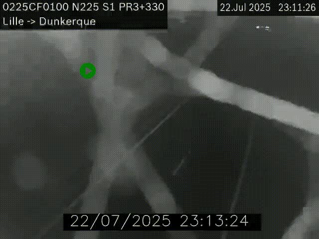 <h2>Webcam autoroute A25 (N225) à hauteur de Bergues (Bierne). Vue orientée vers Dunkerque.</h2>